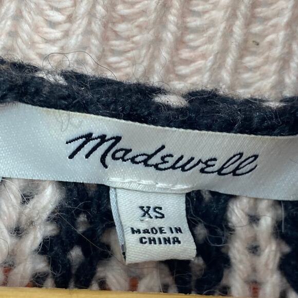 Madewell Turtleneck Sweater Dress Cotton Alpaca Fair Isle Pattern Mini Black XS - Picture 7 of 9